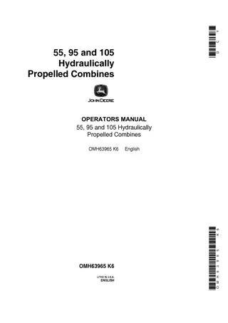 John Deere 95 Hydraulically Propelled Combines Operator’s Manual Instant Download (Publication No.OMH63965)