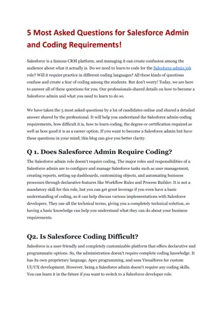 5 Most Asked Questions for Salesforce Admin and Coding Requirements