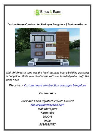 Custom House Construction Packages Bangalore | Bricknearth.com