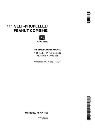 John Deere 111 Self-Propelled Peanut Combine Operator’s Manual Instant Download (Publication No.OMH63969)