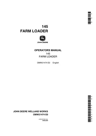 John Deere 145 Farm Loader Operator’s Manual Instant Download (Publication No.OMW21474)