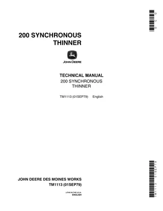 JOHN DEERE 200 SYNCHRONOUS THINNER Service Repair Manual Instant Download (tm1113)