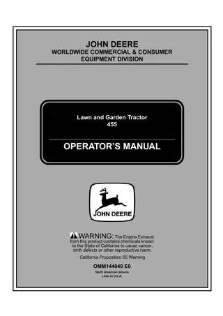 John Deere 455 Lawn and Garden Tractor Operator’s Manual Instant Download (PIN070001-) (Publication No.OMM144040)