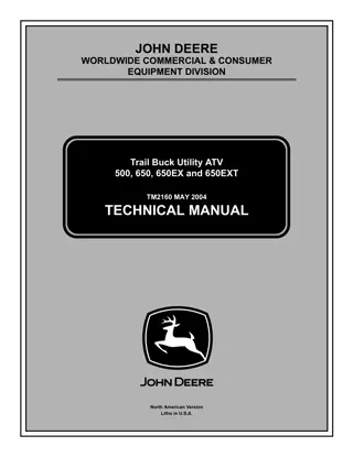 John Deere 500 Trail Buck Utility ATV Service Repair Manual Instant Download (TM2160)