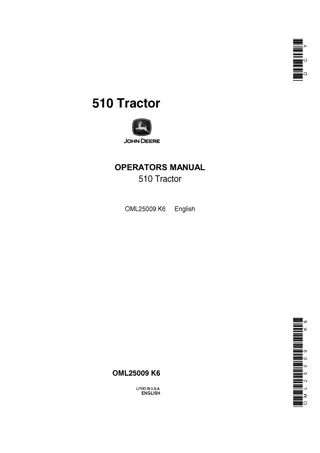 John Deere 510 Tractor Operator’s Manual Instant Download (Publication No.OML25009)