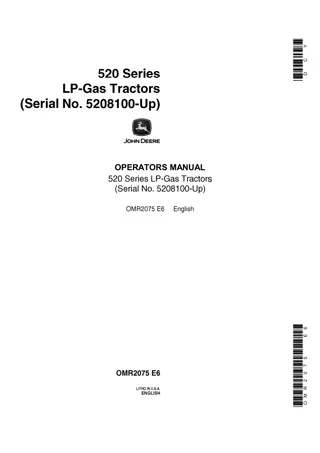 John Deere 520 Series LP-Gas Tractors Operator’s Manual Instant Download (Pin.5208100-up) (Publication No.OMR2075)