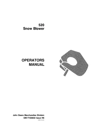 John Deere 520 Snow blower Operator’s Manual Instant Download (Publication No.OMTY20850)