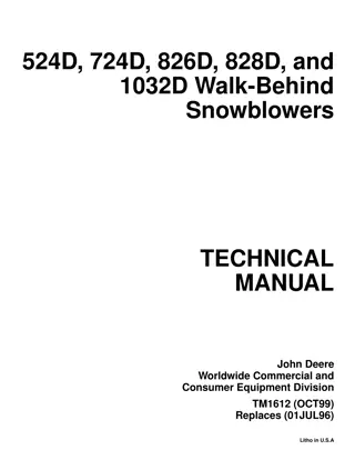 John Deere 524D Walk-Behind Snowblowers Service Repair Manual Instant Download (TM1612)