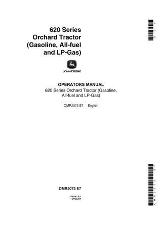 John Deere 620 Series Orchard Tractor (Gasoline,All-fuel and LP-Gas) Operator’s Manual Instant Download (Publication No.OMR2073)