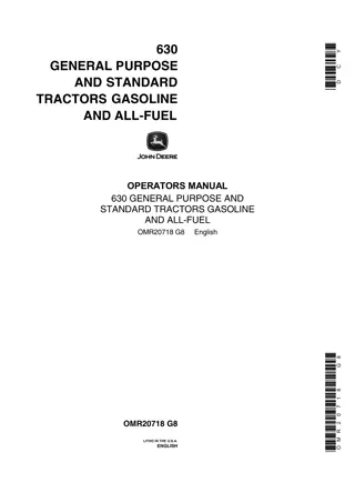 John Deere 630 General Purpose and Standard Tractors (Gasoline and All-Fuel) Operator’s Manual Instant Download (Publication No.OMR20718)