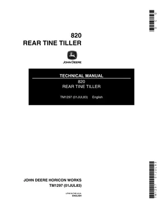 John Deere 820 Rear Tine Tiller Service Repair Manual Instant Download (tm1297)