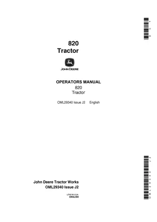 John Deere 820 Tractor Operator’s Manual Instant Download (Publication No.OML29340)