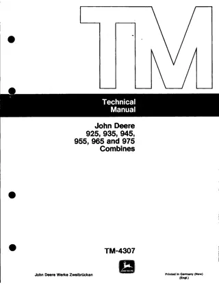 John Deere 925 Combines Service Repair Manual Instant Download