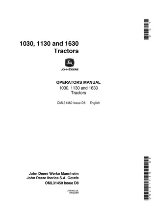 John Deere 1030 Tractors Operator’s Manual Instant Download (Publication No.OML31450)