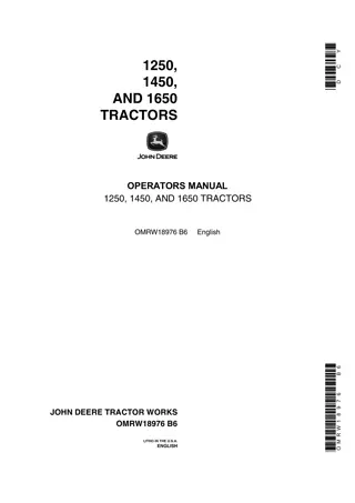 John Deere 1450 Tractors Operator’s Manual Instant Download (Publication No.OMRW18976)