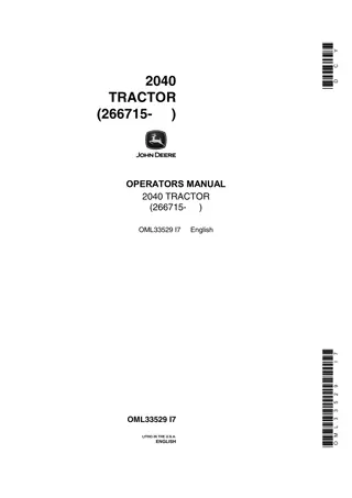 John Deere 2040 Tractor Operator’s Manual Instant Download (Pin.266715-) (Publication No.OML33529)