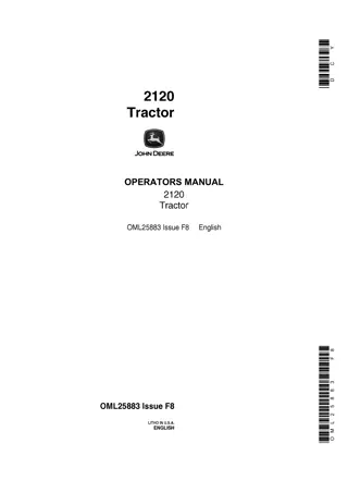 John Deere 2120 Tractor Operator’s Manual Instant Download (Publication No.OML25883)