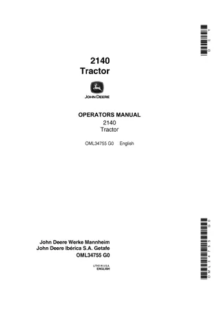 John Deere 2140 Tractor Operator’s Manual Instant Download (Publication No.OML34755)