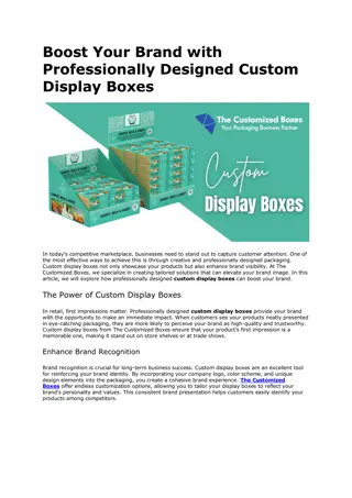 Boost Your Brand with Professionally Designed Custom Display Boxes