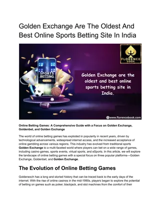 Golden Exchange Are The Oldest And Best Online Sports Betting Site In India