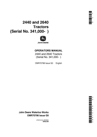 John Deere 2440 Tractors Operator’s Manual Instant Download (Pin.341000-) (Publication No.OMR70798)