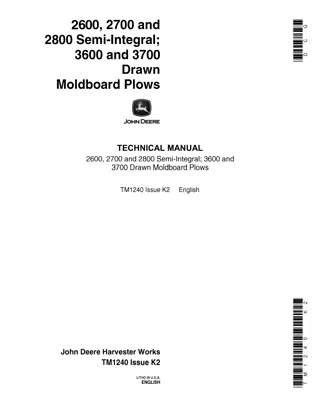 John Deere 2600, 2700 and 2800 Semi-Integral Service Repair Manual Instant Download (tm1240)