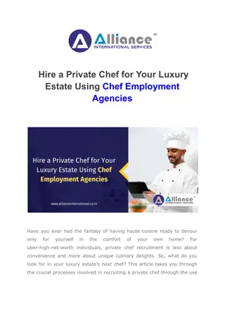 Hire a Private Chef for Your Luxury Estate Using Chef Employment Agenci