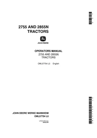 John Deere 2855N Tractors Operator’s Manual Instant Download (Publication No.OML57754)