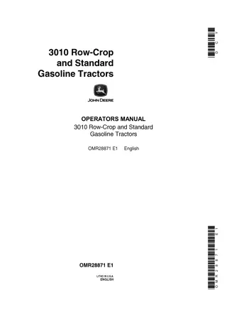 John Deere 3010 Row-Crop and Standard Gasoline Tractors Operator’s Manual Instant Download (Publication No.OMR28871)