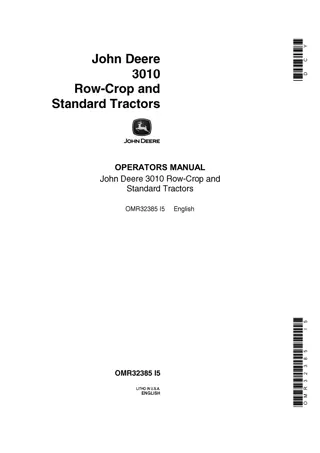 John Deere 3010 Row-Crop and Standard Tractors Operator’s Manual Instant Download (Publication No.OMR32385)