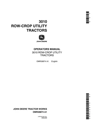 John Deere 3010 Row-Crop Utility Tractors Operator’s Manual Instant Download (Publication No.OMR28874)