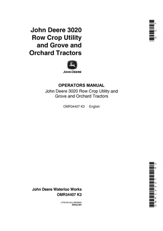 John Deere 3020 Row Crop Utility and Grove and Orchard Tractors Operator’s Manual Instant Download (Publication No.OMR34407)