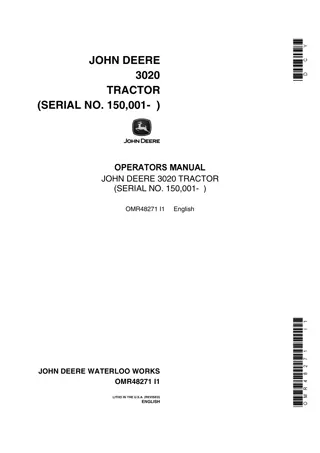 John Deere 3020 Tractor Operator’s Manual Instant Download (Pin.150001-) (Publication No.OMR48271)