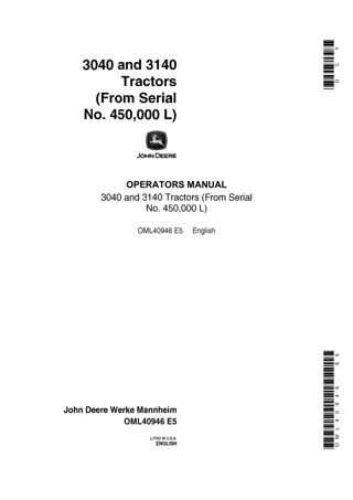 John Deere 3040 Tractors Operator’s Manual Instant Download (Pin.450000L) (Publication No.OML40946)