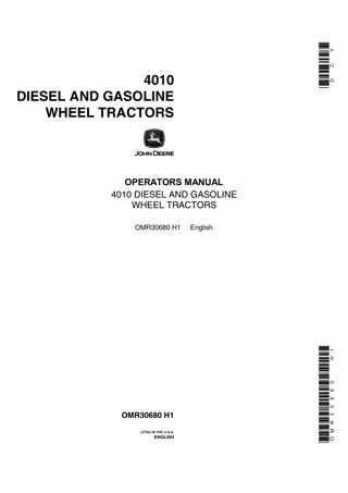 John Deere 4010 Diesel and Gasoline Wheel Tractors Operator’s Manual Instant Download (Publication No.OMR30680)