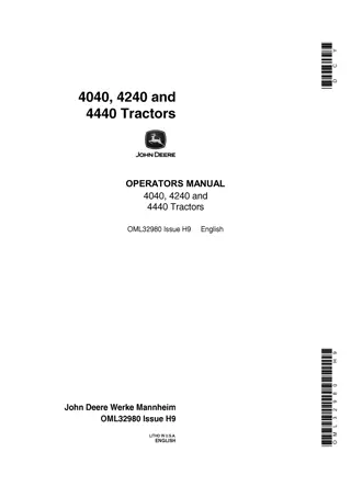 John Deere 4040 Tractors Operator’s Manual Instant Download (Publication No.OML32980)