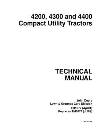 John Deere 4200 Compact Utility Tractor Service Repair Manual Instant Download