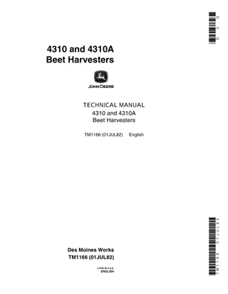 John Deere 4310A Beet Harvesters Service Repair Manual Instant Download