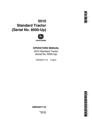 John Deere 5010 Standard Tractors Operator’s Manual Instant Download (Pin.8000-UP) (Publication No.OMR36977)