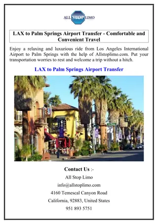 LAX to Palm Springs Airport Transfer - Comfortable and Convenient Travel