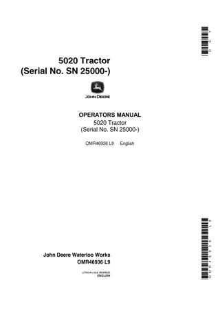 John Deere 5020 Tractor Operator’s Manual Instant Download (Pin.25000-) (Publication No.OMR46936)