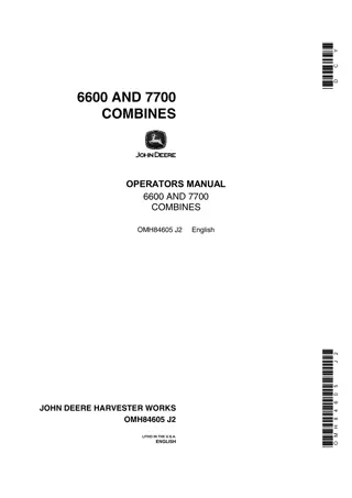 John Deere 6600 Combines Operator’s Manual Instant Download (Publication No.OMH84605)