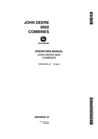 John Deere 6602 Combines Operator’s Manual Instant Download (Publication No.OMH95658)