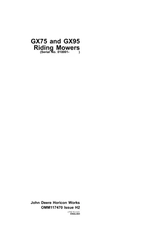 John Deere GX75 Riding Mowers Operator’s Manual Instant Download (Pin.010001-) (Publication No.OMM117470)