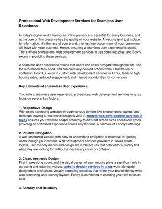 Professional Web Development Services for Seamless User Experience
