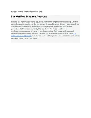 Increase your Business By Buying Verified Binance Accounts