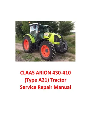 CLAAS ARION 430-410 (Type A21) Tractor Service Repair Manual Instant Download