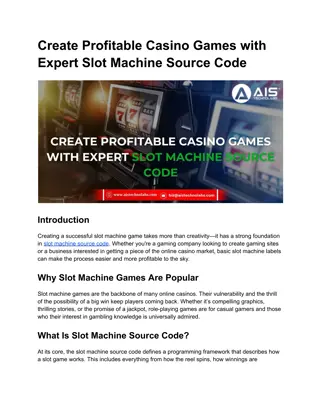 Create Profitable Casino Games with Expert Slot Machine Source Code