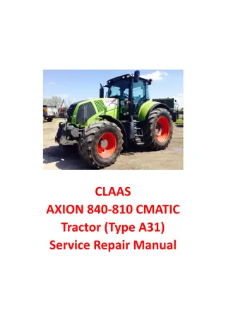 CLAAS AXION 840-810 CMATIC Tractor (Type A31) Service Repair Manual Instant Download