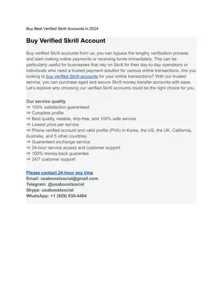 Buy Best Verified Skrill Accounts in 2024